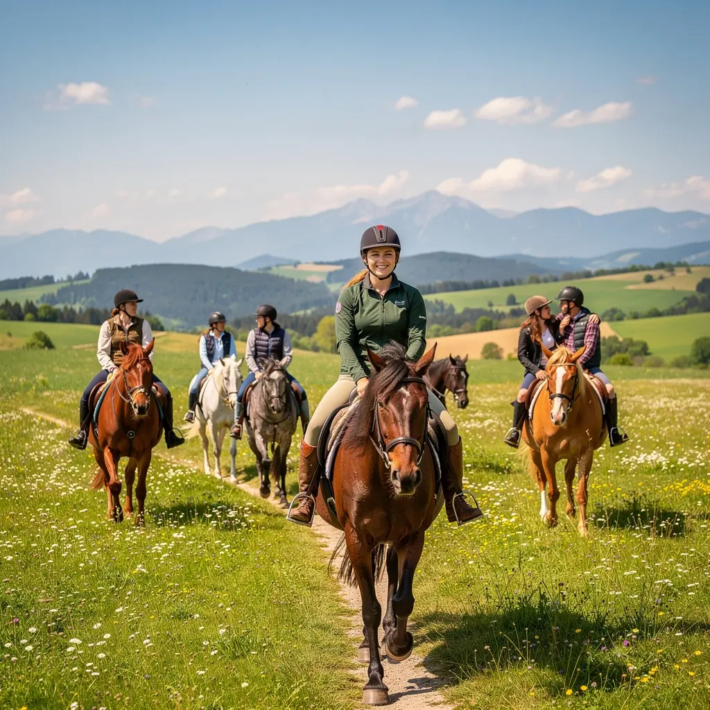 Adventurers hiking along a rugged trail in the Slovak Paradise National Park surrounded by dense forests.